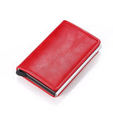 Portemonnee met RFID-creditcardhouder - Vintage leren aluminium etui met geldclip