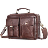 Messenger tas voor heren - rundlederen handtas reis schouder kantoor aktetas