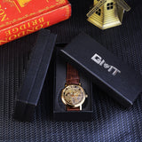 Golden Case Luxusuhr für Herren - Uhr mit Leder- oder Mesh-Armband, transparentes mechanisches Skelett