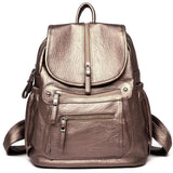 Vintage PU Leather Backpack for Women - Shoulder Travel School Mochilas Zipper Bag