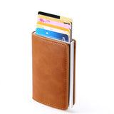 Portemonnee met RFID-creditcardhouder - Vintage leren aluminium etui met geldclip