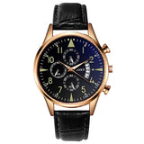 Montre de luxe élégante pour homme - Montre-bracelet à quartz lumineuse avec bracelet en cuir avec calendrier