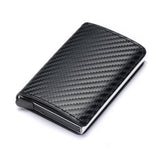 RFID Credit Card Holder Wallet - Vintage Leather Aluminium Case with Money Clip