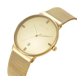 Luxe kristal quartz horloge voor heren - Waterdicht gouden polshorloge Roestvrij stalen klok