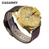 Vintage Military Watch for Men - Leather Watchband Quartz Wristwatch