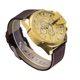 Vintage militair horloge voor heren - lederen horlogeband quartz horloge
