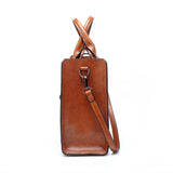 Grote vintage draagtas - Leren casual schouderhandtas