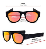 Novelty Folding Sunglasses with Storage Box - Polarized Mirror Glasses Slap Wristband Shades