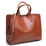 Grote vintage draagtas - Leren casual schouderhandtas