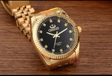 Luxe gouden horloge voor dames - strass quartz horloge waterdicht polshorloge