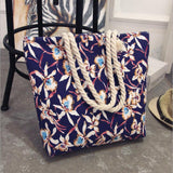 Grote opvouwbare draagtas - grote handtas voor dames Casual canvas schoudertas met print