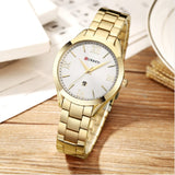 Luxury Gold Watch for Women - Stainless Steel Bracelet 3 ATM Quartz Clock Wristwatch