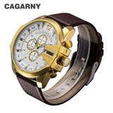 Vintage Military Watch for Men - Leather Watchband Quartz Wristwatch