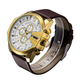 Vintage militair horloge voor heren - lederen horlogeband quartz horloge