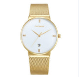 Luxe kristal quartz horloge voor heren - Waterdicht gouden polshorloge Roestvrij stalen klok