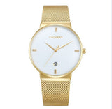 Luxe kristal quartz horloge voor heren - Waterdicht gouden polshorloge Roestvrij stalen klok