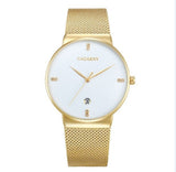 Luxus-Kristall-Quarzuhr für Herren – wasserdichte goldene Armbanduhr aus Edelstahl