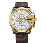 Vintage militair horloge voor heren - lederen horlogeband quartz horloge