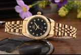 Luxe gouden horloge voor dames - strass quartz horloge waterdicht polshorloge