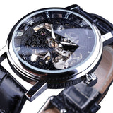 Golden Case Luxusuhr für Herren - Uhr mit Leder- oder Mesh-Armband, transparentes mechanisches Skelett