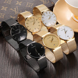 Luxus-Kristall-Quarzuhr für Herren – wasserdichte goldene Armbanduhr aus Edelstahl