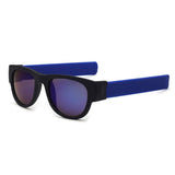 Novelty Folding Sunglasses with Storage Box - Polarized Mirror Glasses Slap Wristband Shades