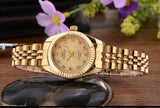 Luxe gouden horloge voor dames - strass quartz horloge waterdicht polshorloge