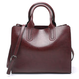 Grote vintage draagtas - Leren casual schouderhandtas