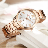 Luxe gouden horloge voor dames - roestvrijstalen armband 3 ATM quartz horloge polshorloge
