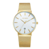 Luxe kristal quartz horloge voor heren - Waterdicht gouden polshorloge Roestvrij stalen klok