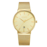 Luxe kristal quartz horloge voor heren - Waterdicht gouden polshorloge Roestvrij stalen klok