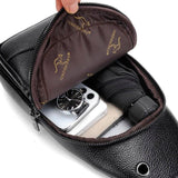 Crossbody Chest Pack Bag - Durable PU Leather Vintage Shoulder Bag Messenger Purse