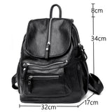 Vintage PU Leather Backpack for Women - Shoulder Travel School Mochilas Zipper Bag