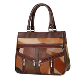 Leren handtas met handvat voor dames - Designer schoudertas met patchwork crossbody