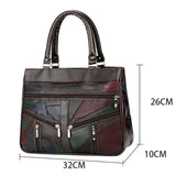 Leren handtas met handvat voor dames - Designer schoudertas met patchwork crossbody