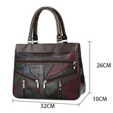Leren handtas met handvat voor dames - Designer schoudertas met patchwork crossbody
