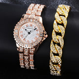 Diamanten horloge met armband voor dames - luxe strass quartz horloge