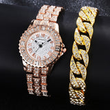 Diamanten horloge met armband voor dames - luxe strass quartz horloge