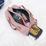 Outdoor Waterproof Nylon Sports Gym Bag for Women with Shoes Compartment - Training Fitness Travel Handbag