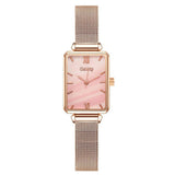 Luxe vierkant horloge voor dames - leren armband met quartz wijzerplaat