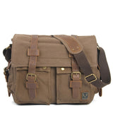 Men's Canvas Leather Messenger Bag - Big Satchel Shoulder Briefcase Travel Handbag