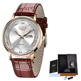 Ultradun luxe horloge voor dames - quartz kalenderklok roestvrij staal waterdicht horloge