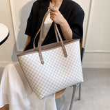 Tweedelige set luxe tote handtas voor dames - Designer gestreepte schouder boodschappentas