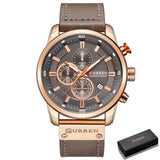 Luxe horloge voor heren met leren band - Quartz Sportchronograaf Polshorloge Klok