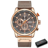 Luxe horloge voor heren met leren band - Quartz Sportchronograaf Polshorloge Klok