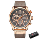 Luxe horloge voor heren met leren band - Quartz Sportchronograaf Polshorloge Klok