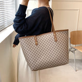 Tweedelige set luxe tote handtas voor dames - Designer gestreepte schouder boodschappentas
