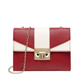 Handtas in contrasterende kleur met gouden ketting - Schoudertas voor dames met metalen schoudertas