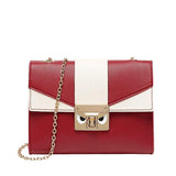 Handtas in contrasterende kleur met gouden ketting - Schoudertas voor dames met metalen schoudertas