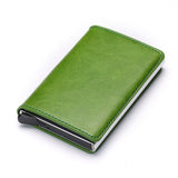 Portemonnee met RFID-creditcardhouder - Vintage leren aluminium etui met geldclip